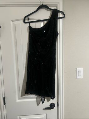 Grace Karin Black One-Shoulder Sequin Cocktail Dress